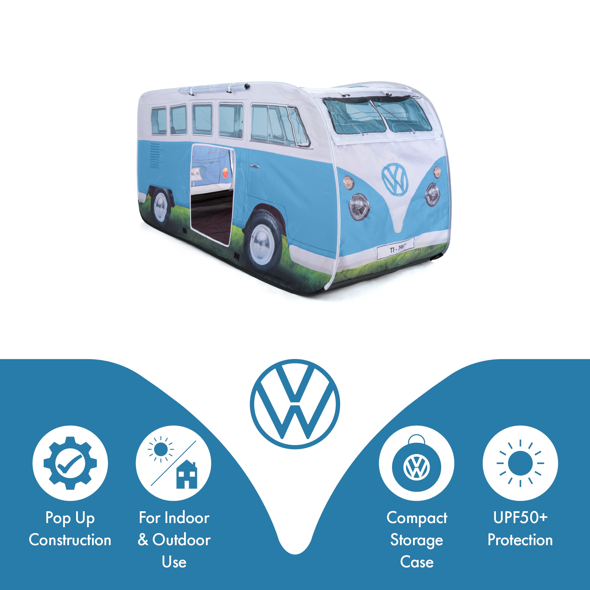 VW Camper Van Kids Pop Up Tent - Dove Blue