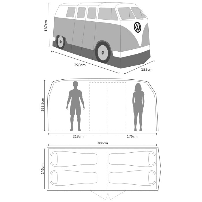 VW Camper Van 4 Man Tent - Titan Red