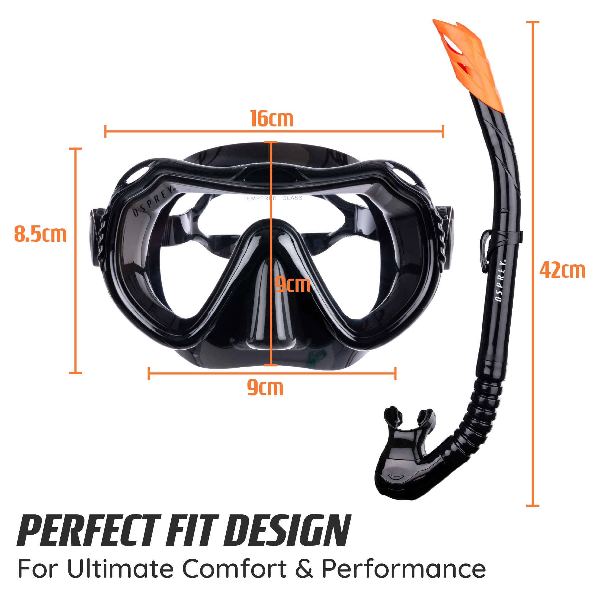 Adult Single Lens Snorkel Set - Black