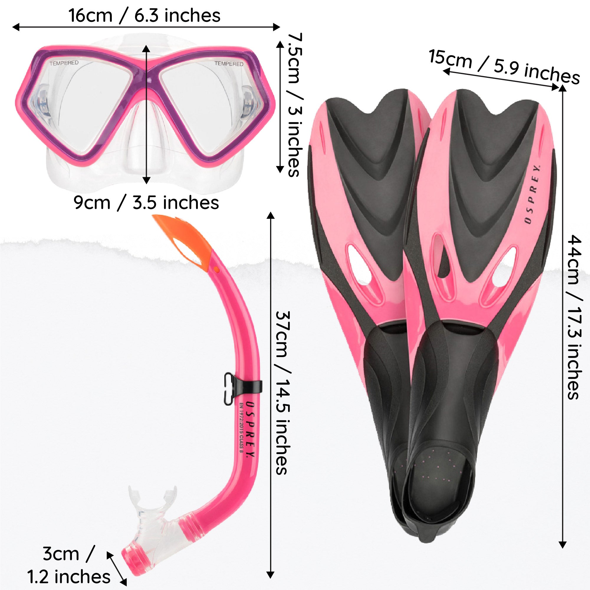 Junior Snorkel Set with Flippers for Girls