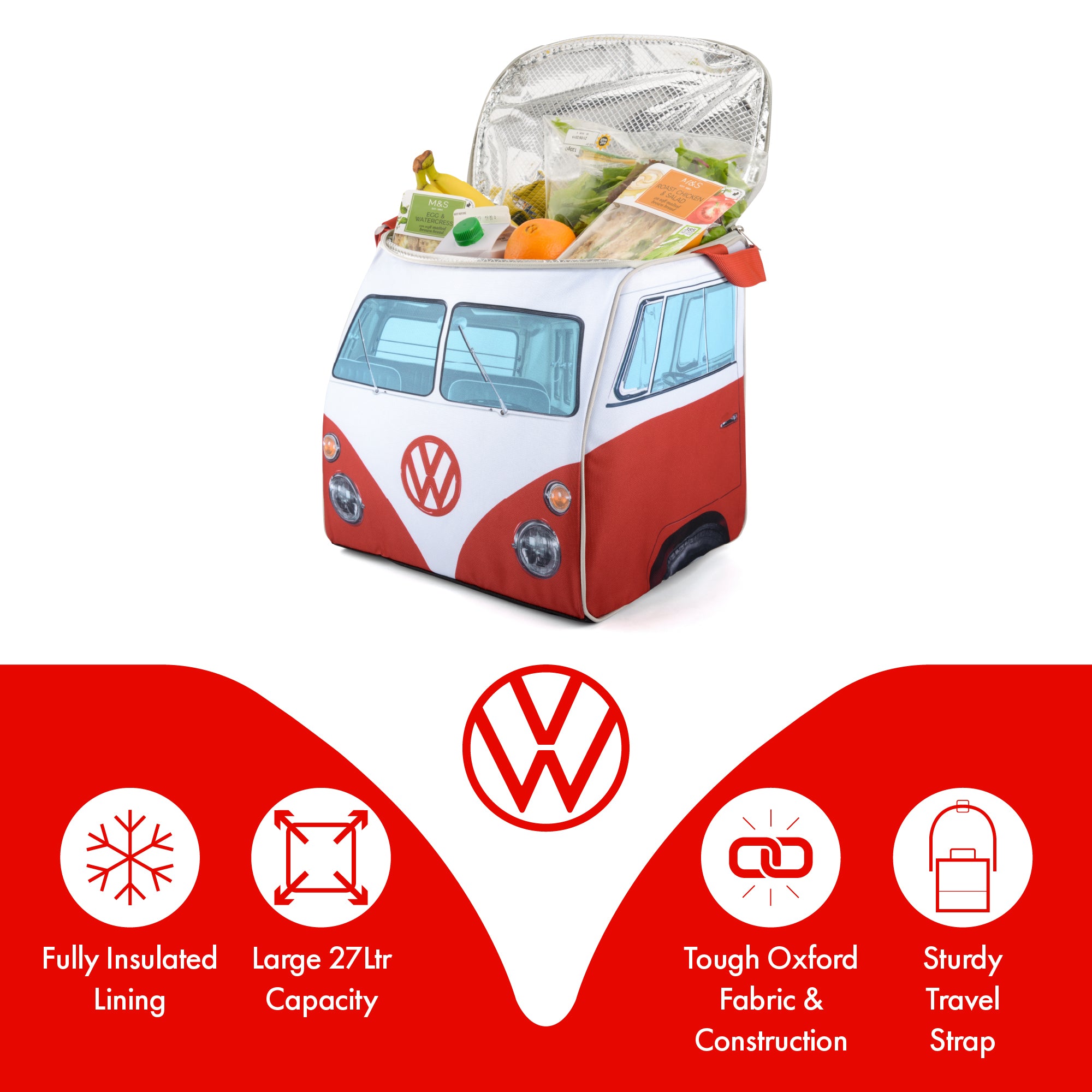 VW Camper Van Large Cooler Bag - Titan Red