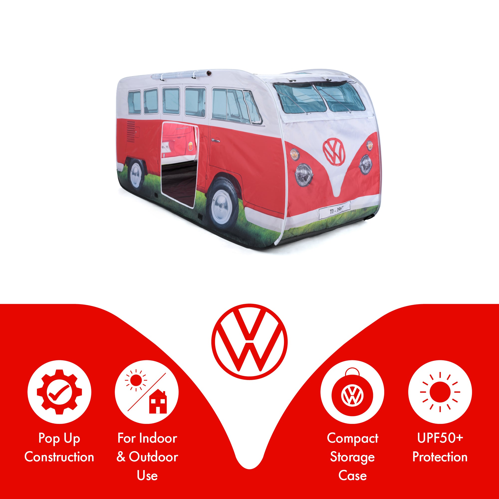 VW Camper Van Kids Pop Up Tent - Titan Red