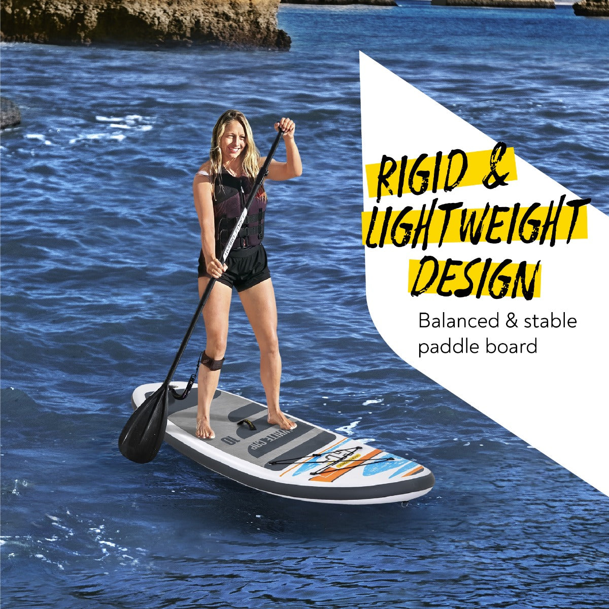 Hydro-Force 10FT SUP Inflatable Paddle Board Set White Cap