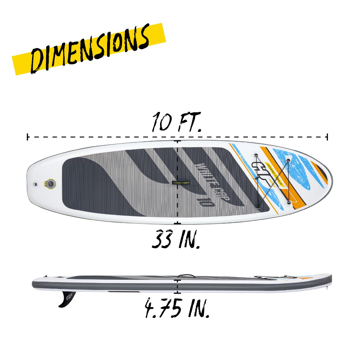 Hydro-Force 10FT SUP Inflatable Paddle Board Set White Cap
