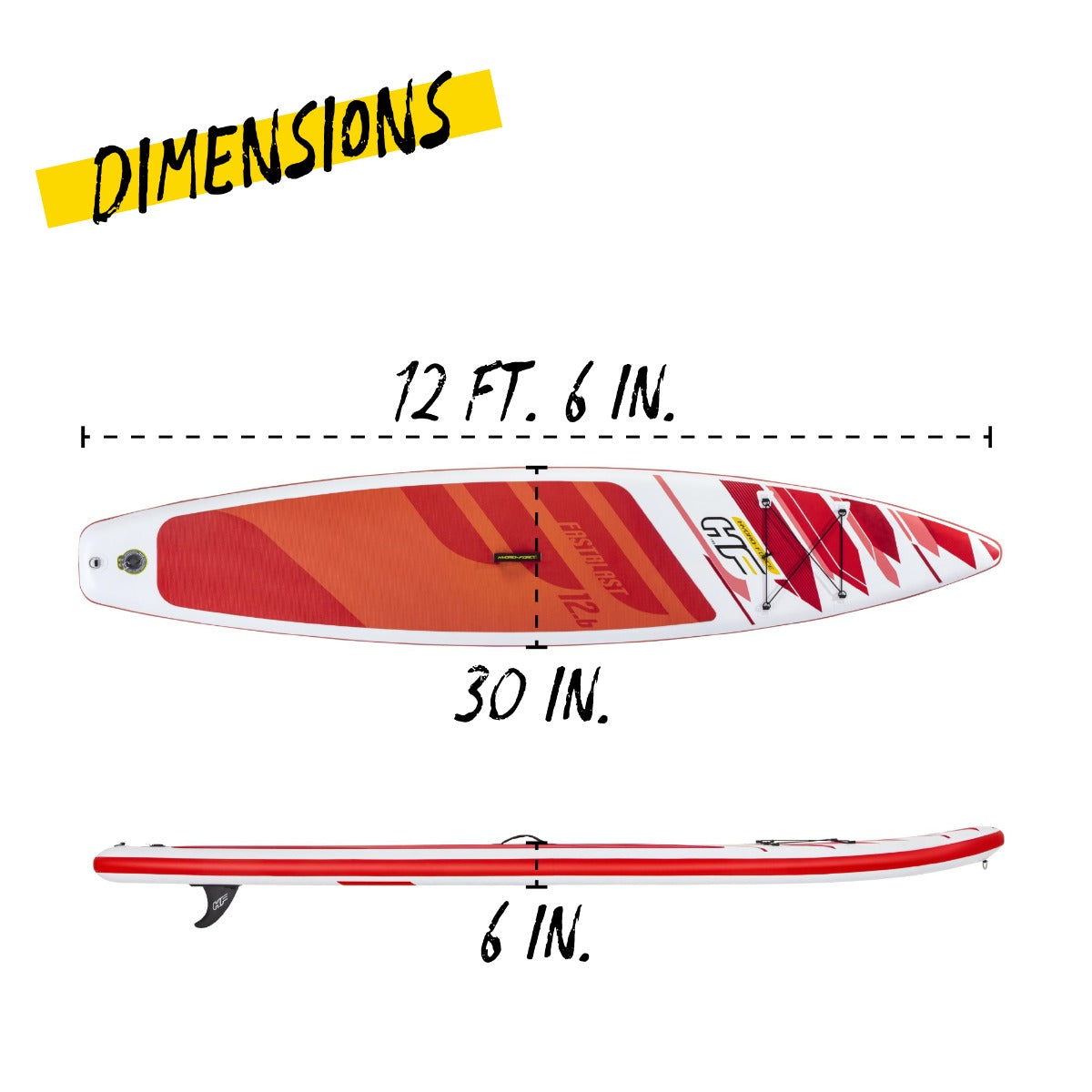 Hydro-Force 12FT 6 SUP Inflatable Stand Up Paddle Board Set FastBlast