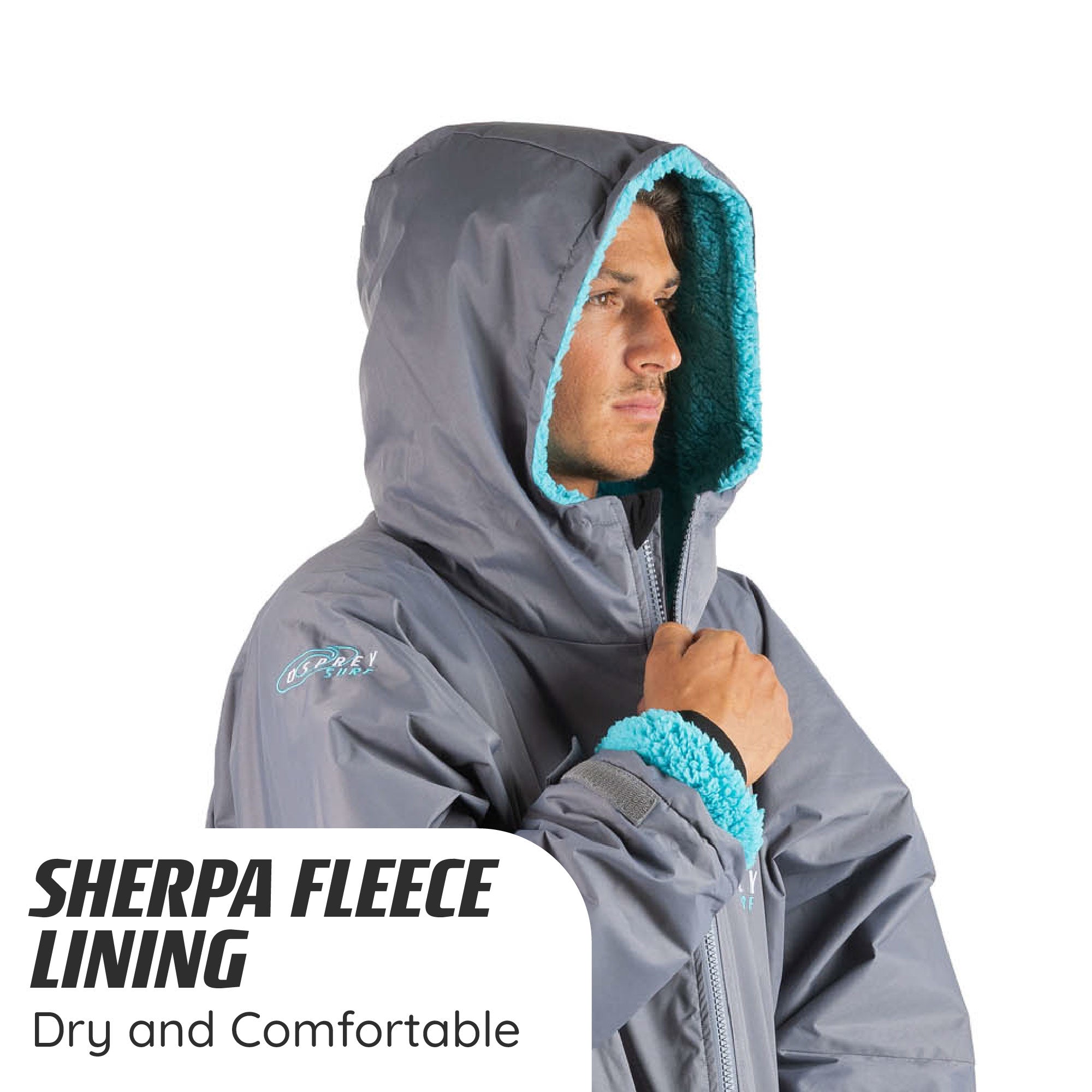 grey beach robe with sherpa fleece
