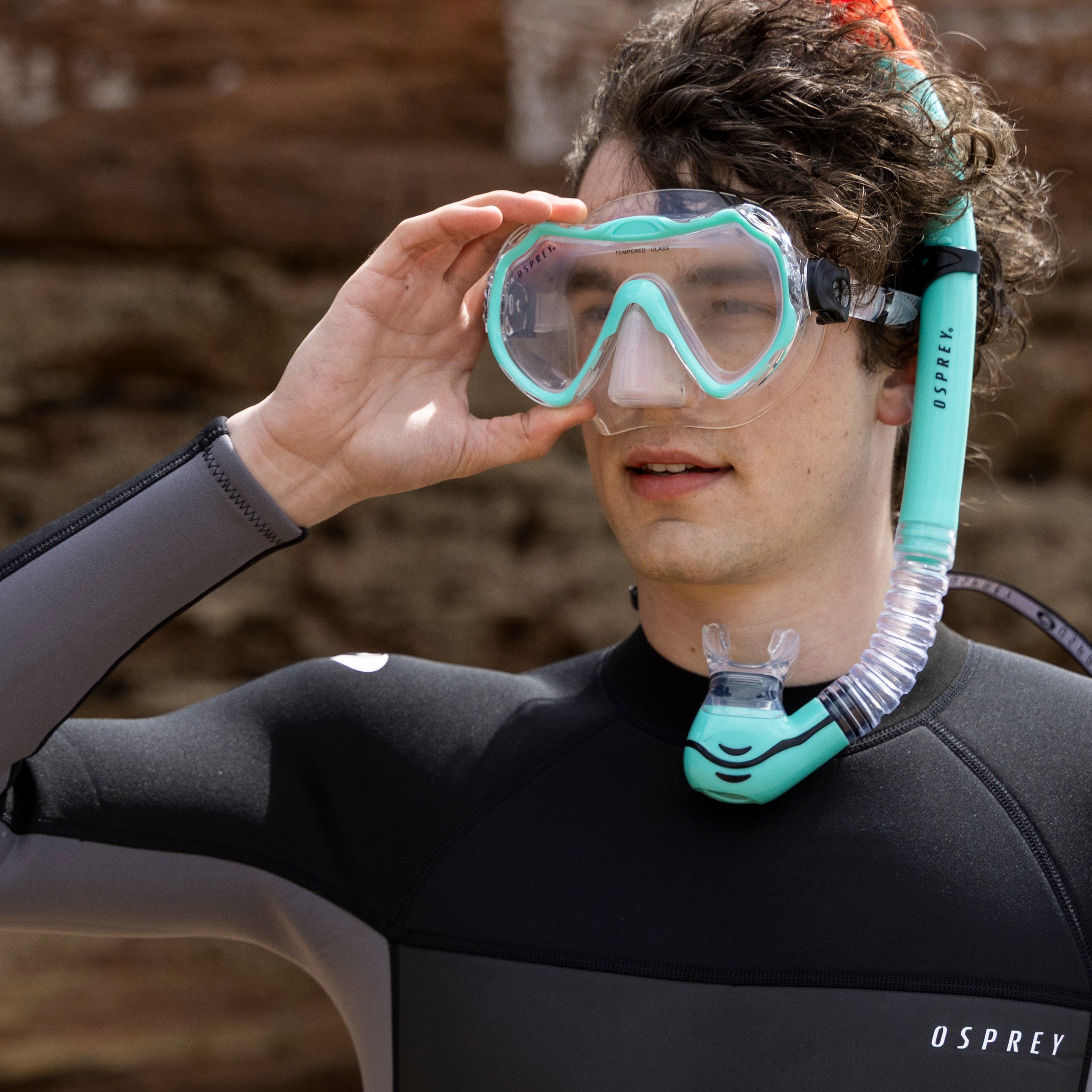 Adult Single Lens Snorkel Set - Aqua