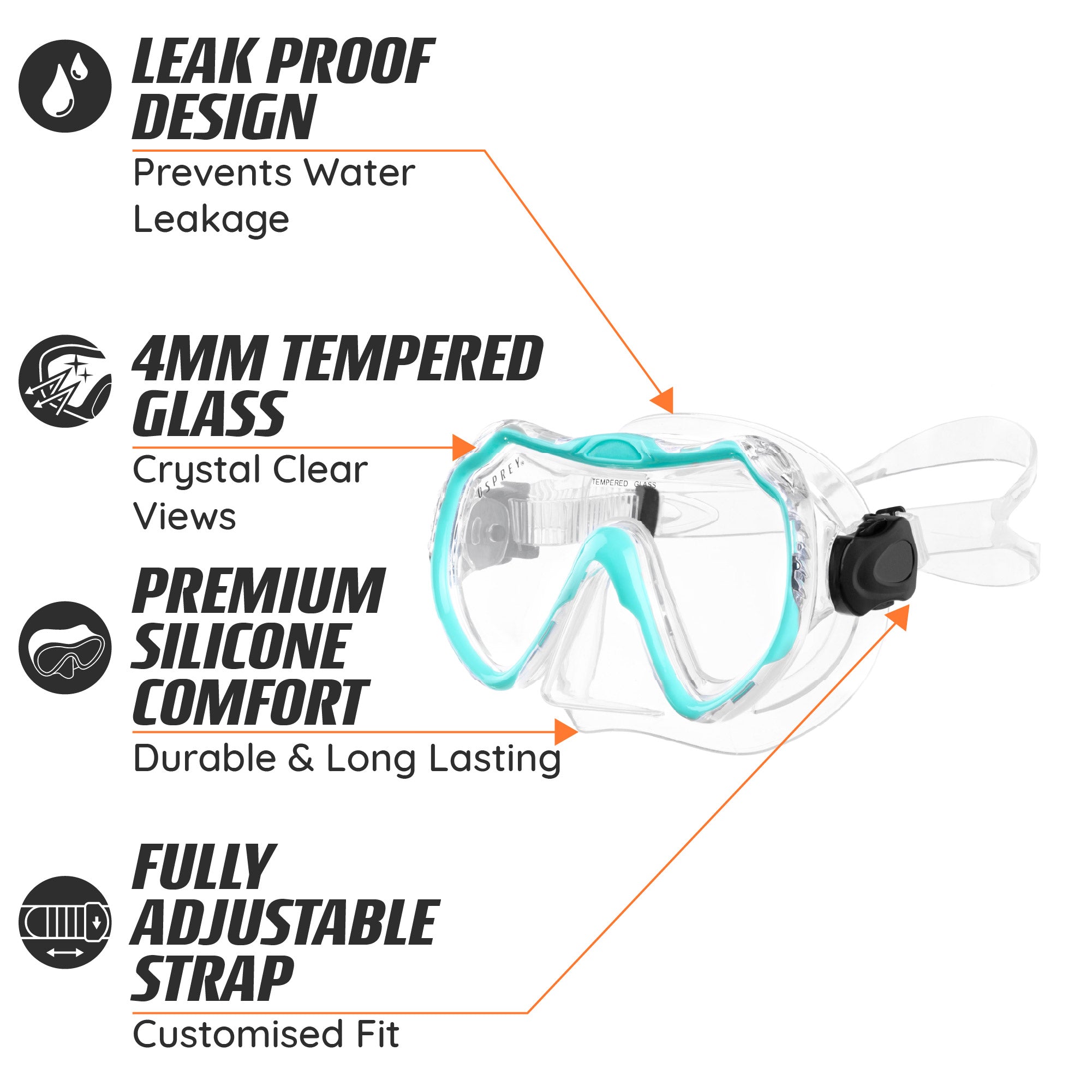 Adult Single Lens Snorkel Set - Aqua