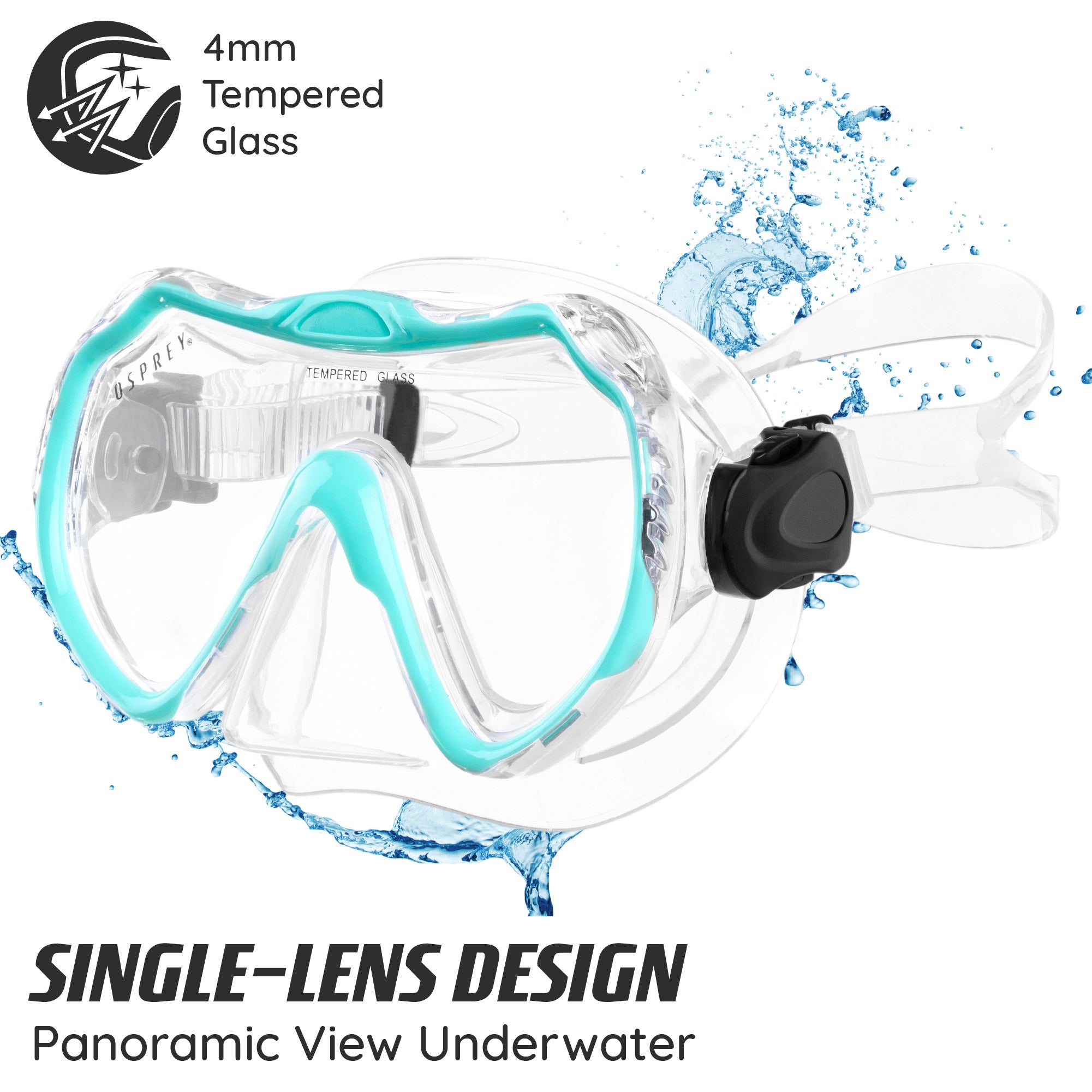 Adult Single Lens Snorkel Set - Aqua