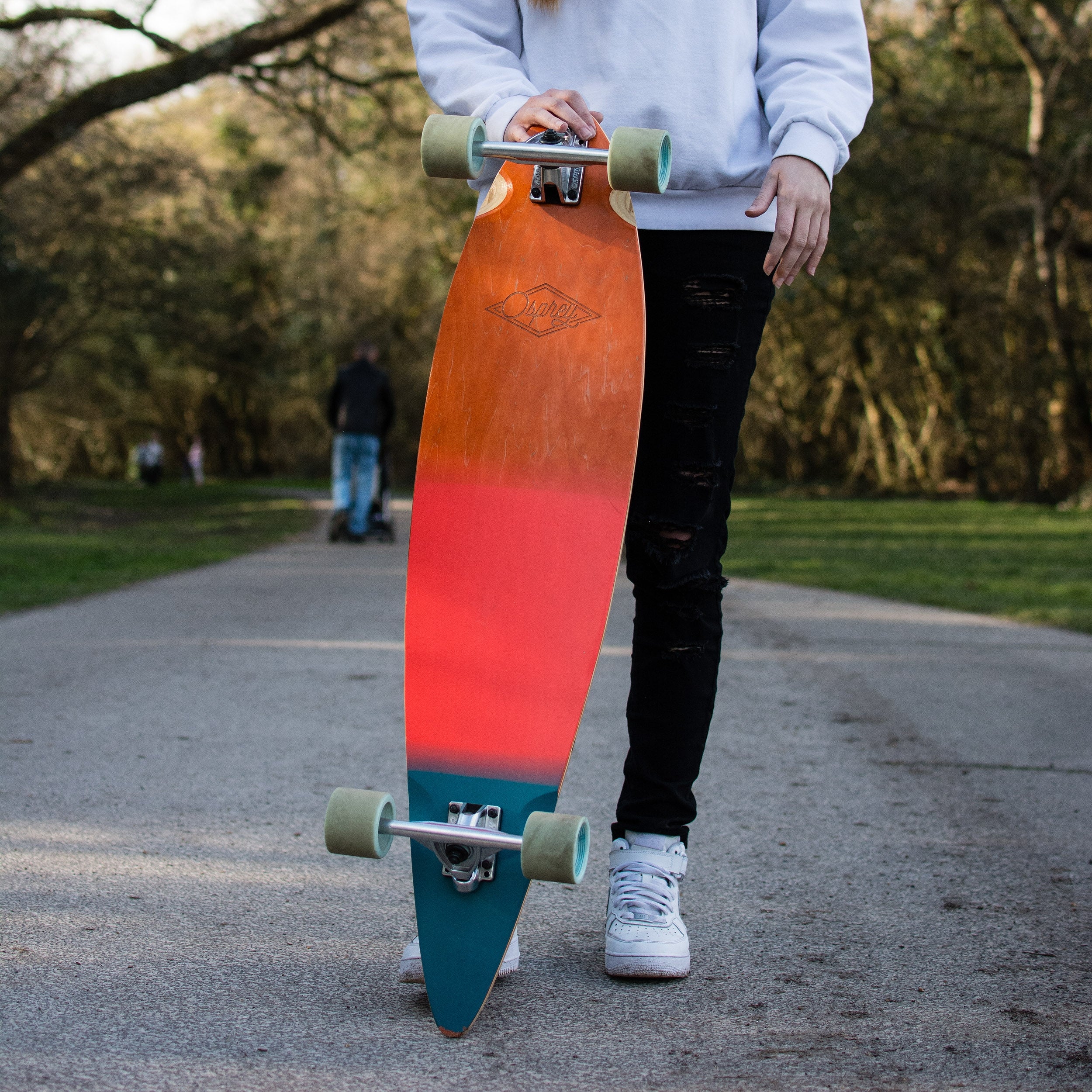 40" Pintail Longboard Skateboard - Wood Gradient