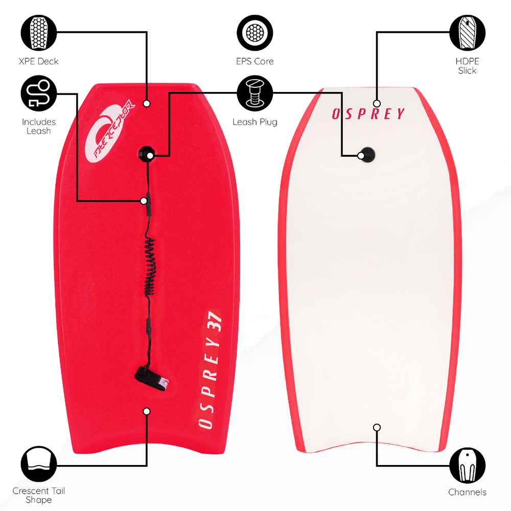 37” Bodyboard – Interceptor Red | Kids & Adults Watersports | Osprey