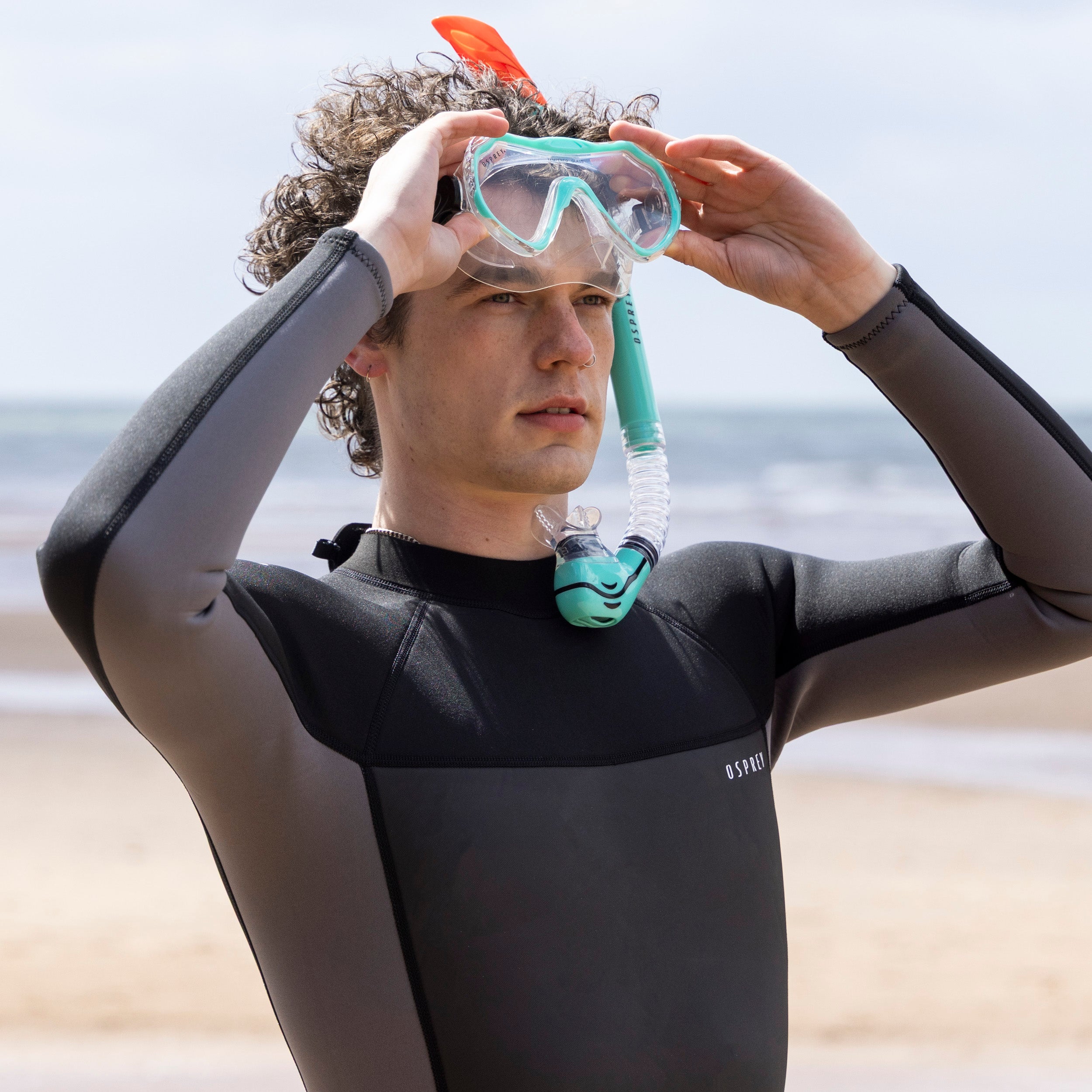 Adult Single Lens Snorkel Set - Aqua