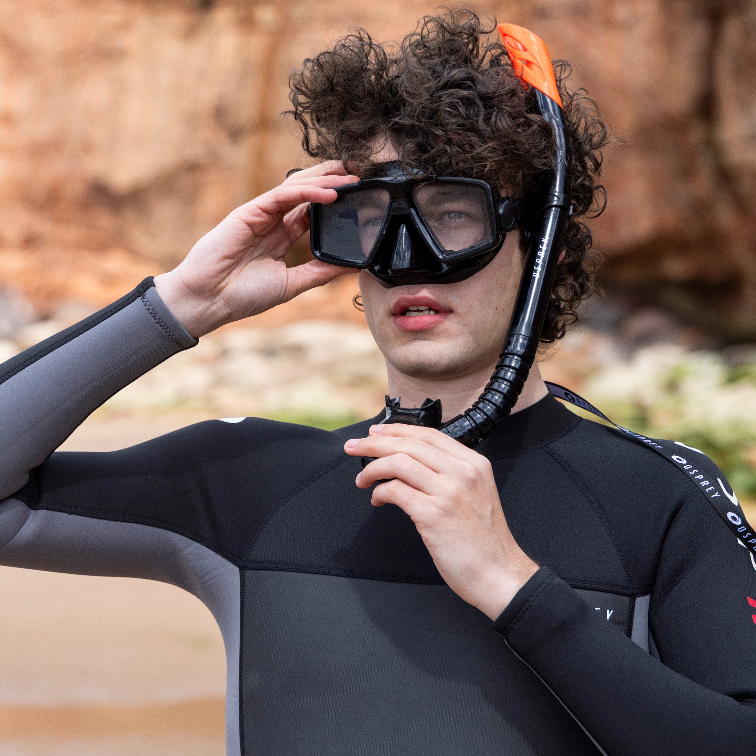 Adult Split Lens Snorkel Set - Black