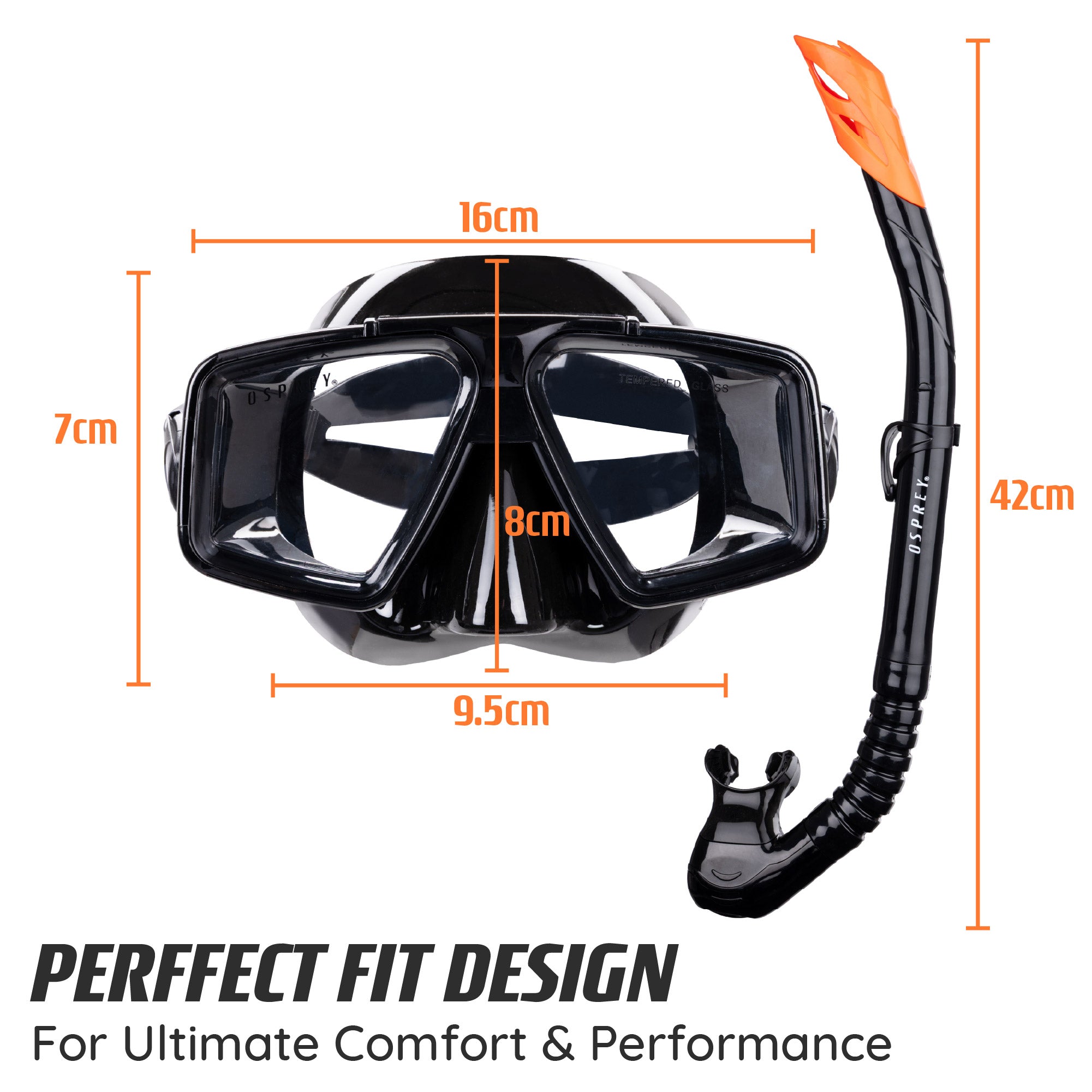 Adult Split Lens Snorkel Set - Black