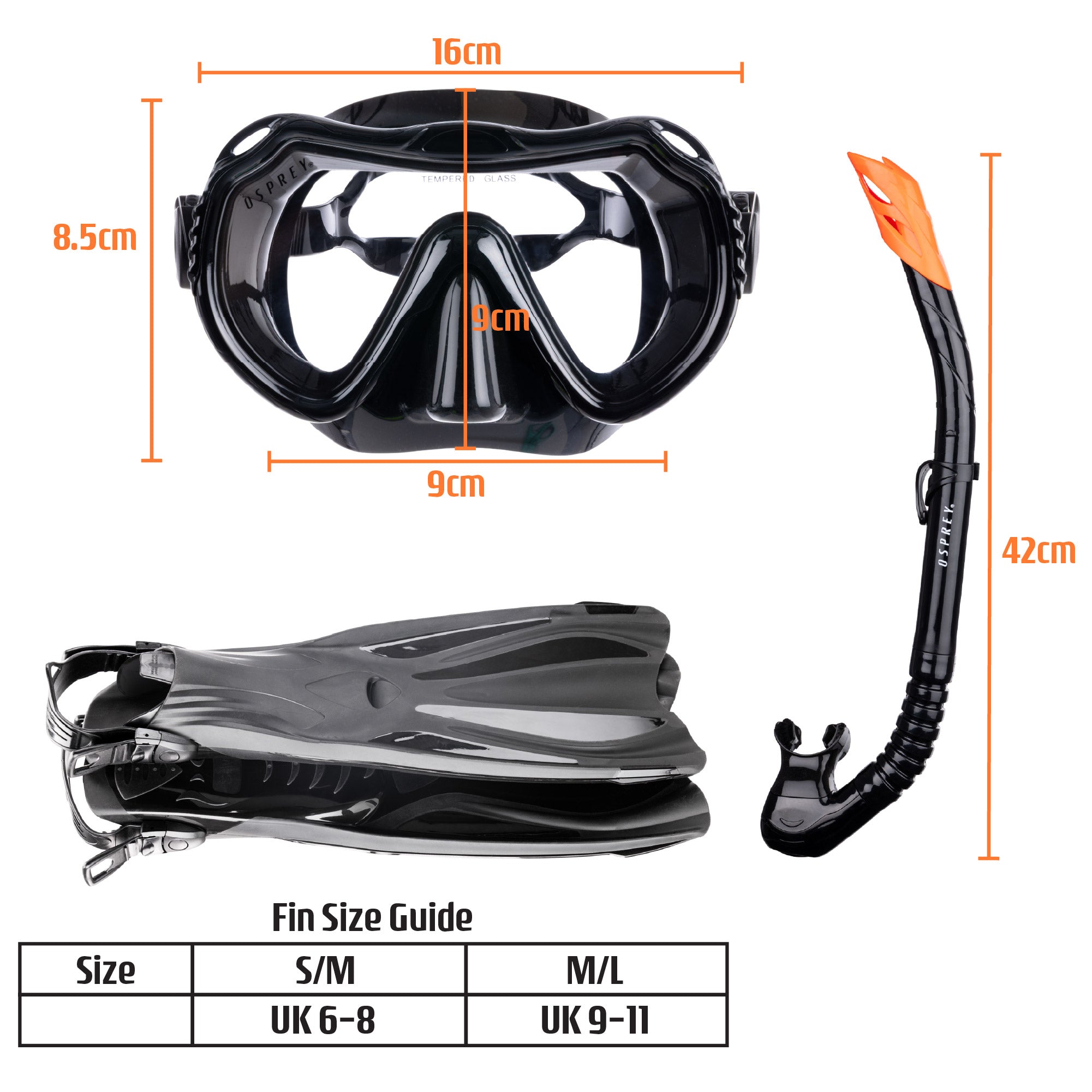 Adults Snorkel Set with Flippers