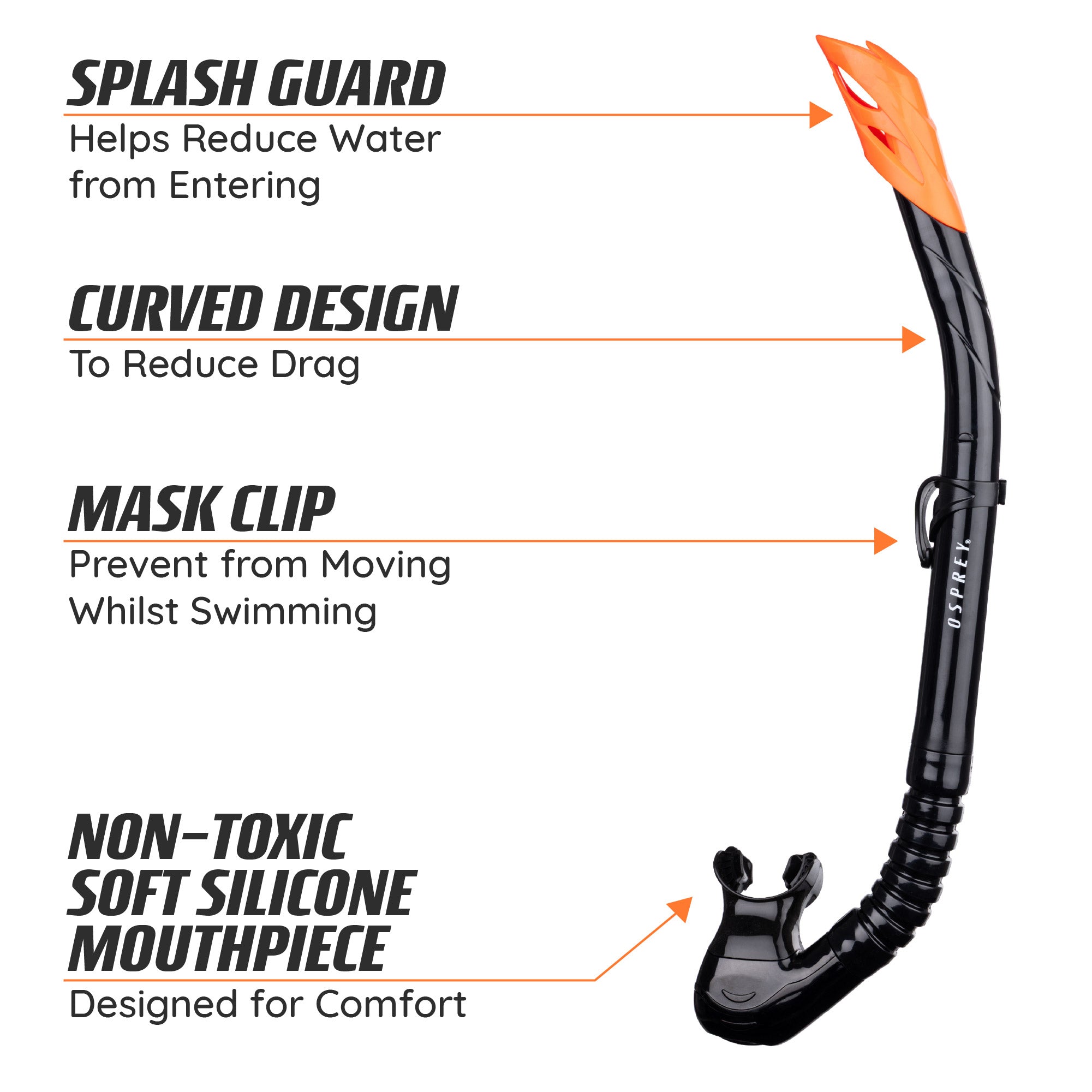 Adult Single Lens Snorkel Set - Black