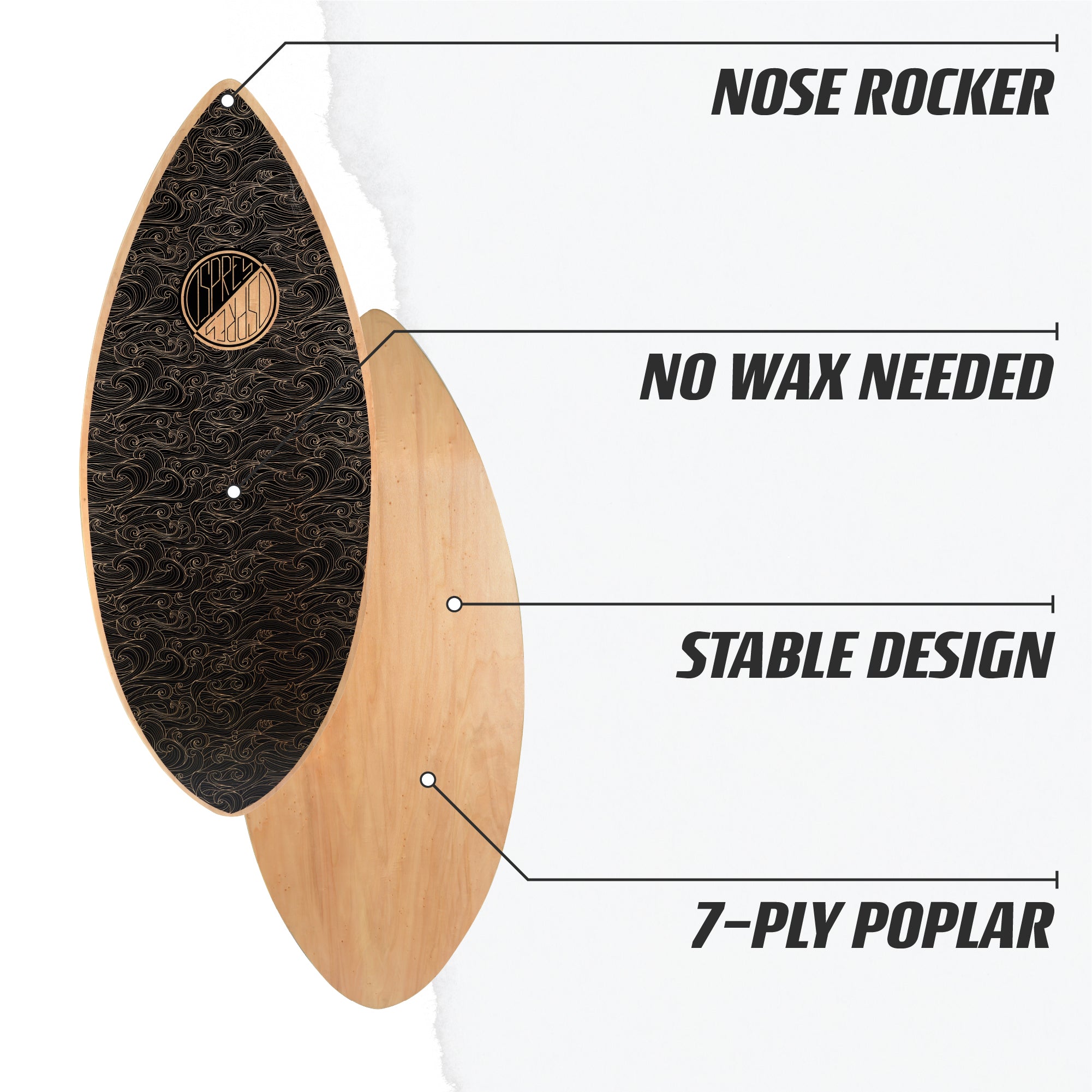 Skimboard wave design standing out