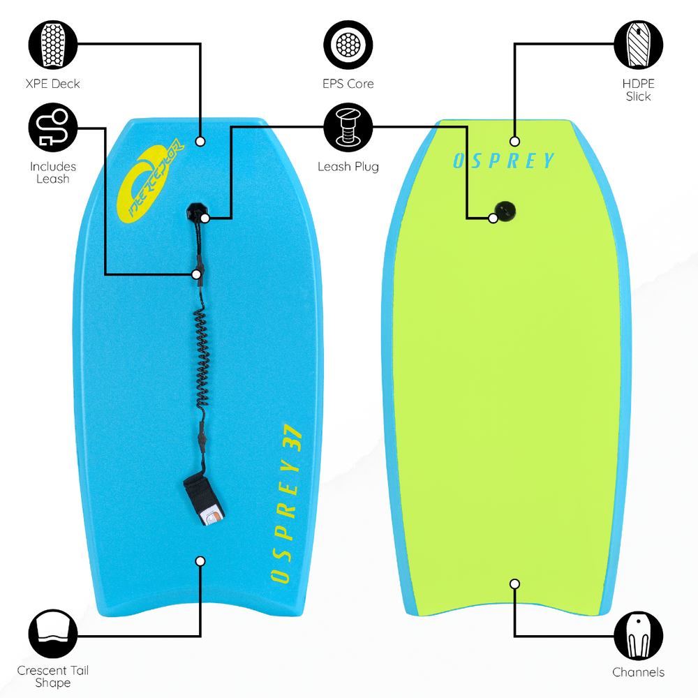 37” Bodyboard – Interceptor Blue | Kids & Adults Watersports | Osprey