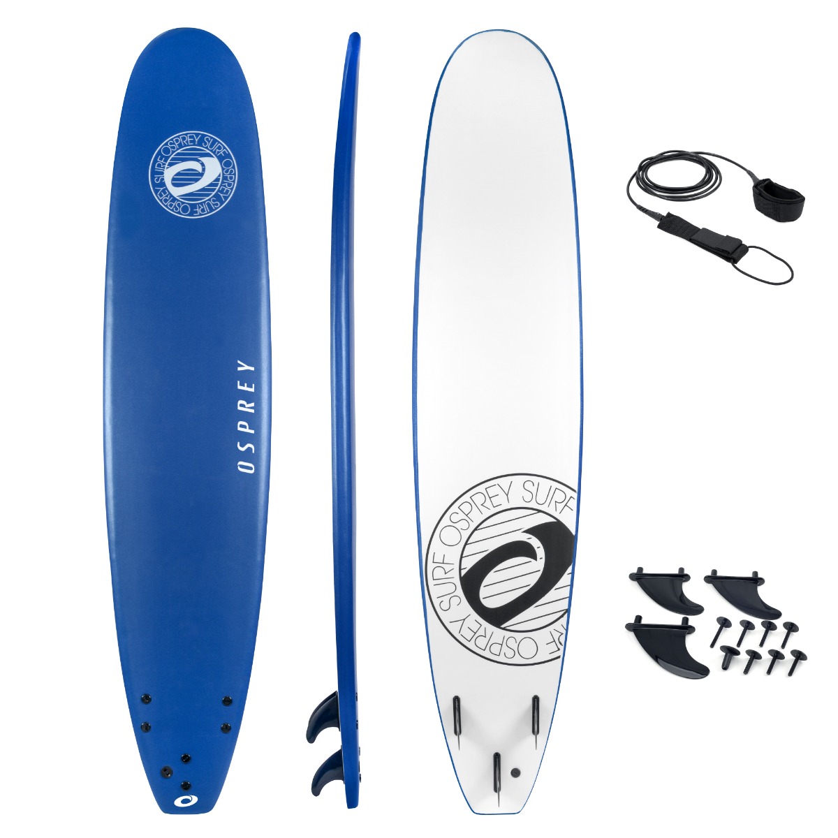 An image of 9ft 3inch Foam Surfboard - Blue | View All Surfboards | Osprey Action Sports | 9...