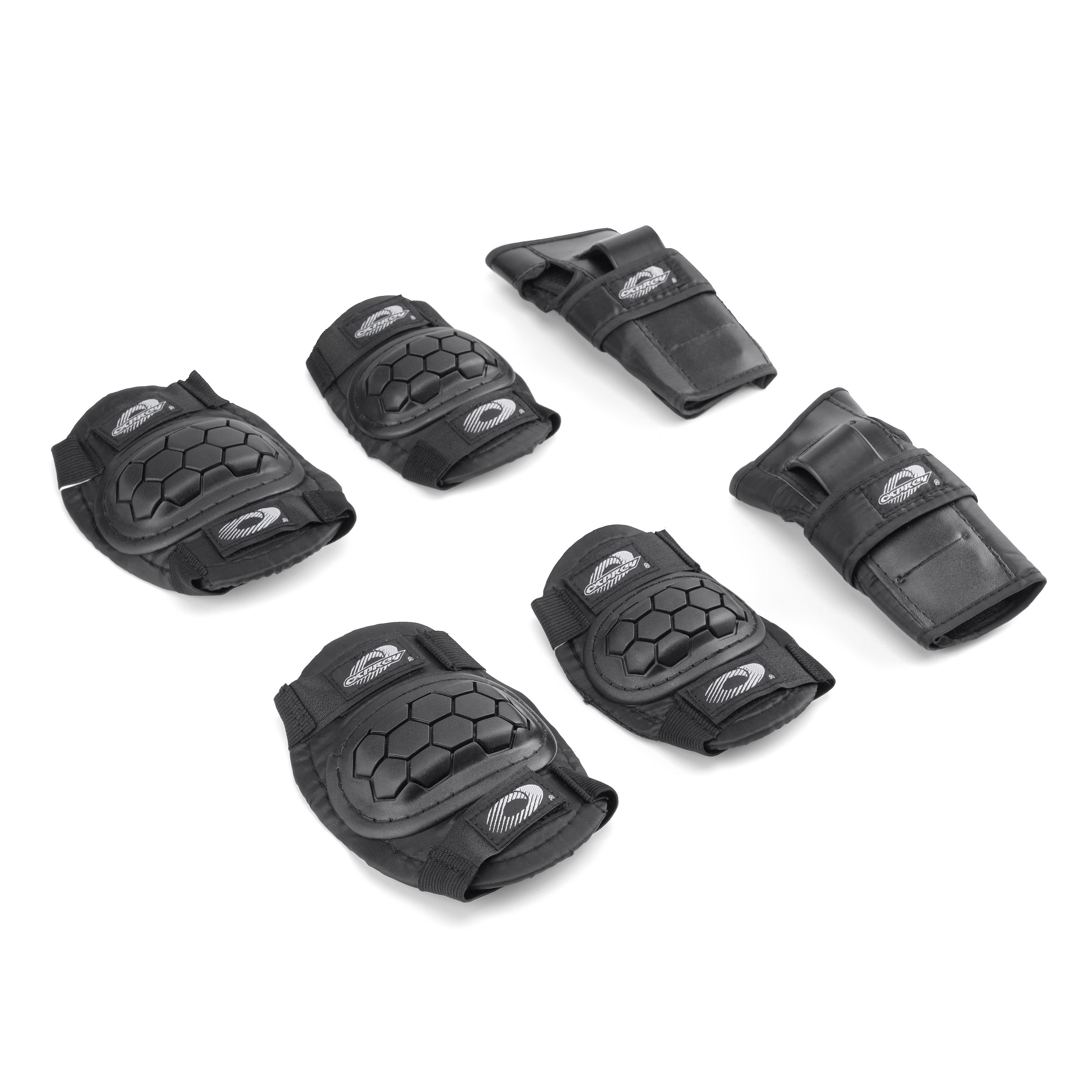 An image of Skate Pad Set 6 Pieces Knee Elbow & Wrist Set - Black L | | Osprey Action Sports...