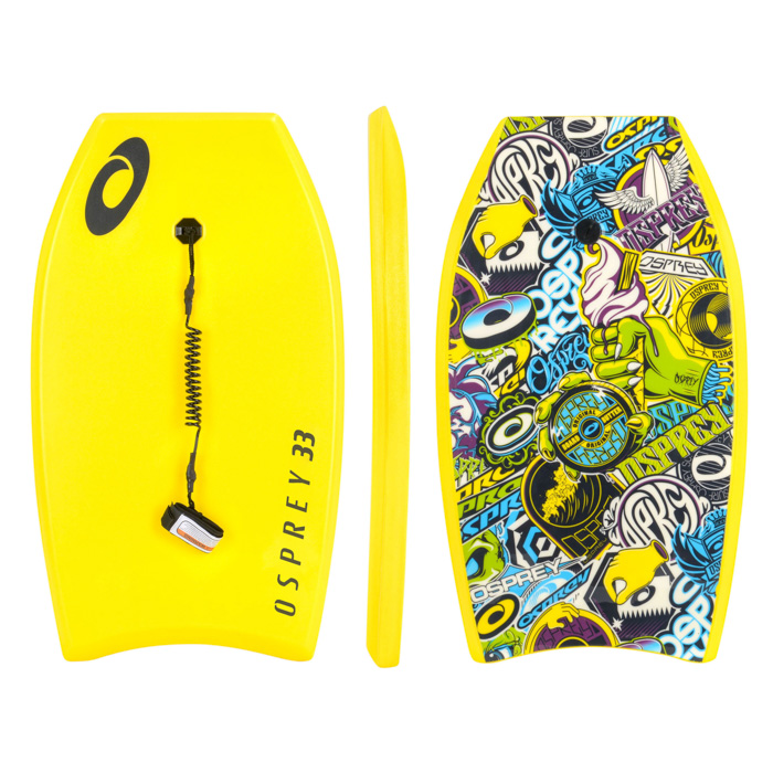 An image of 33” Sticker Bodyboard – Yellow | 33 Inch | Osprey Action Sports | 33 Inch