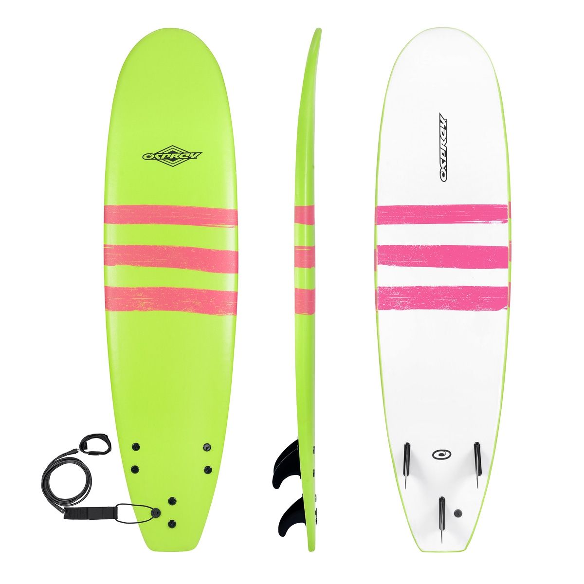 XPE Deck Osprey 6ft Pacific Foam Surfboard Including Fins and Leash EPS Core 