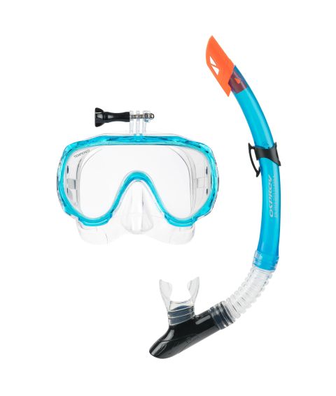 OSPREY ADULTS MASK AND SNORKEL SET WITH CAMERA MOUNT - BLUE