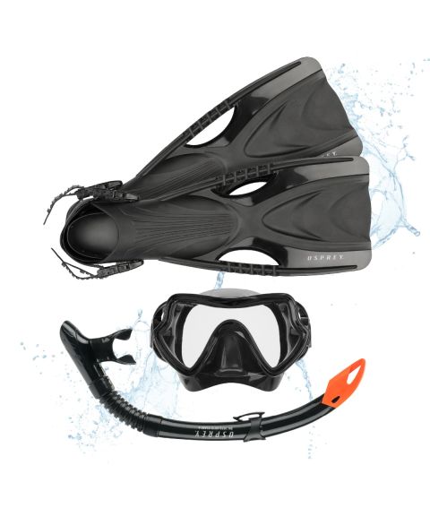 Adults Snorkel Set with Flippers - Black