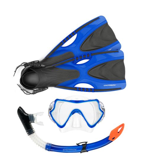 Osprey Adults Snorkel Set with Flippers - Blue