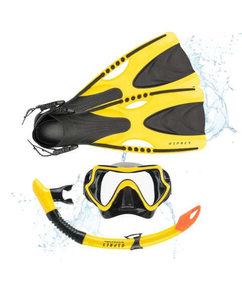Adults Snorkel Set with Flippers - Yellow