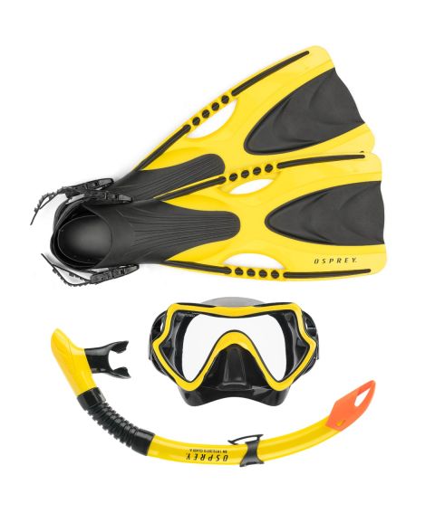 Adults Snorkel Set with Flippers - Yellow