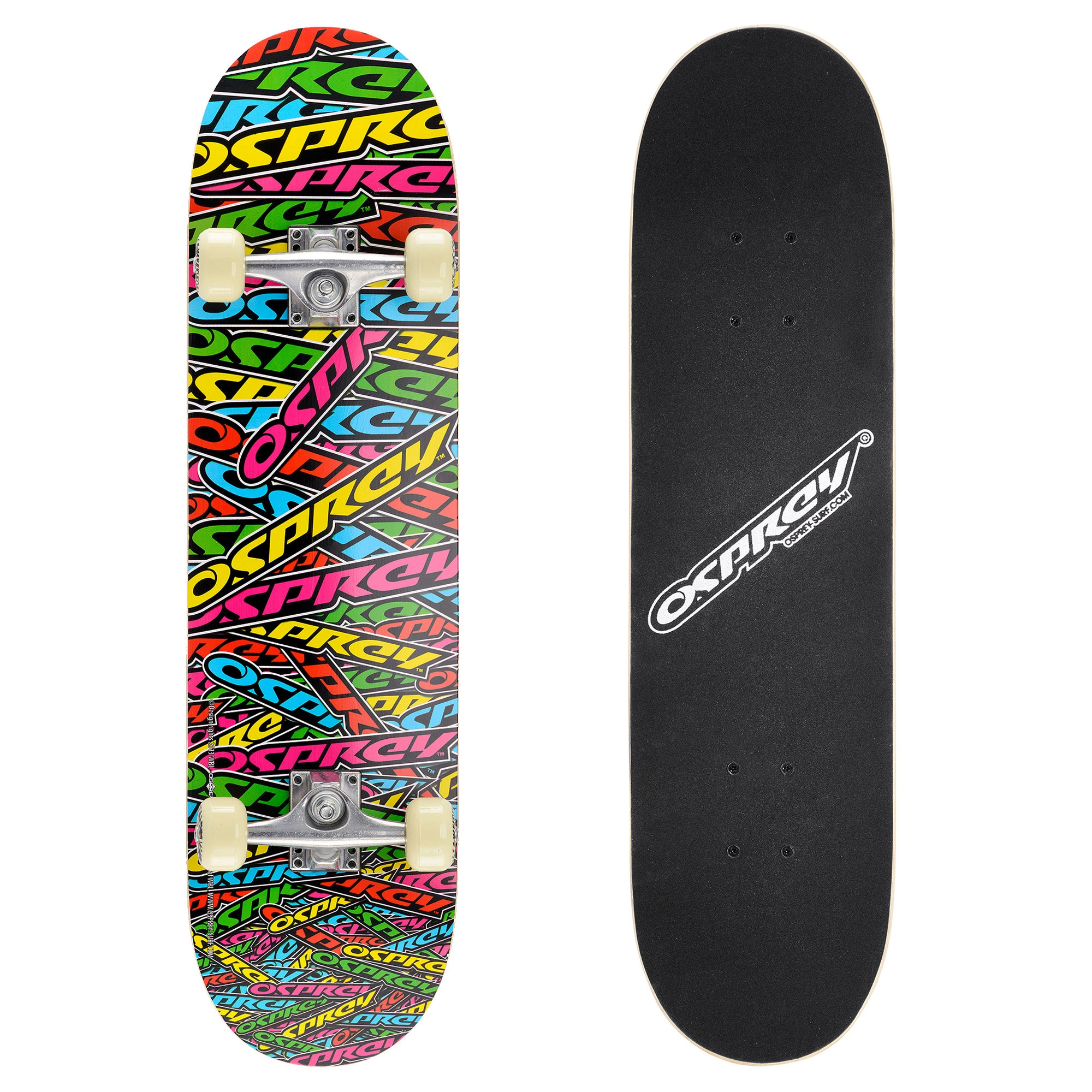 An image of 8" x 31" COMPLETE DOUBLE KICK SKATEBOARD - Stickers | Skateboard Promo | Osprey ...