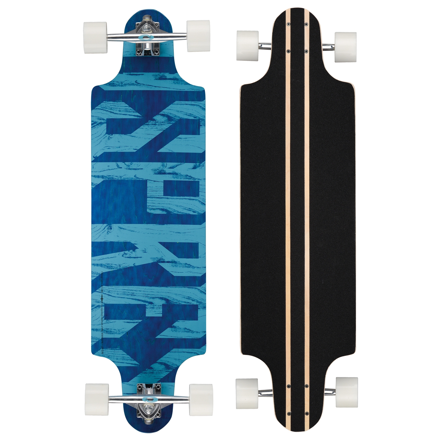 An image of Osprey Blue 38" Twin Tip Longboard - Text | View All Skateboards | Osprey Action...