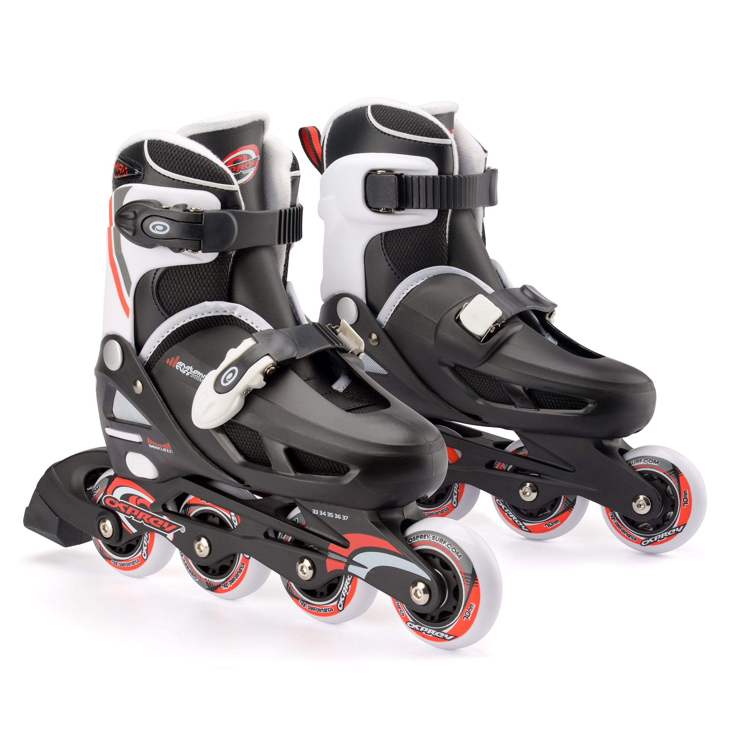 An image of Kids Inline Roller Skates - Red 12-2 | | Osprey Action Sports | UK 12-1